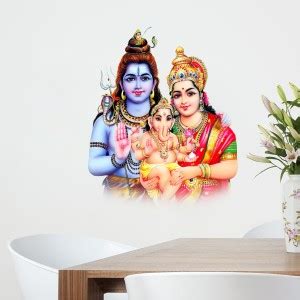Devil designs 55 cm lord shiv parvati with ganesha Colorful Wall ...