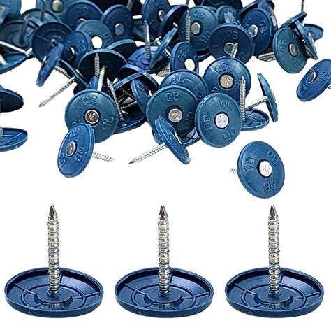 (500 Pack) Round Plastic Cap Nail 1 Inch Roofing Nails Galvanized Tar ...