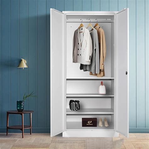 Steel Wardrobe with Clothes Rail?Double Doors and 3 India | Ubuy