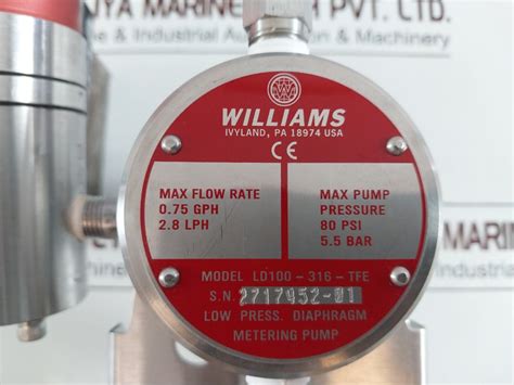 Williams Milton Roy Ld100-316-tfe Low Pressure Diaphragm Metering Pump ...
