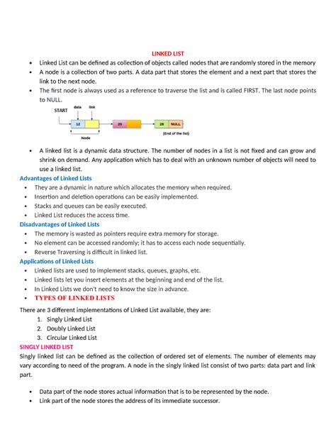 DS Module 2 Notes - LINKED LIST Linked List can be defined as ...