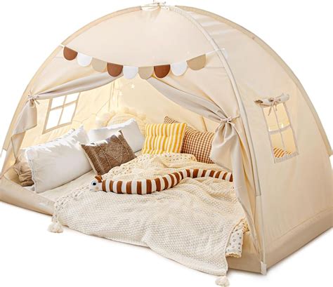 Full Size Bed Canopy Bed Tents Dream Tent on Bed Privacy Space Blackout Sleeping Tents Indoor ...