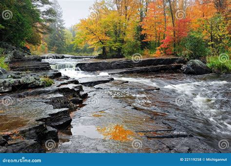 Canyon Falls Michigan Autumn Waterfall Stock Photo - Image of trees ...