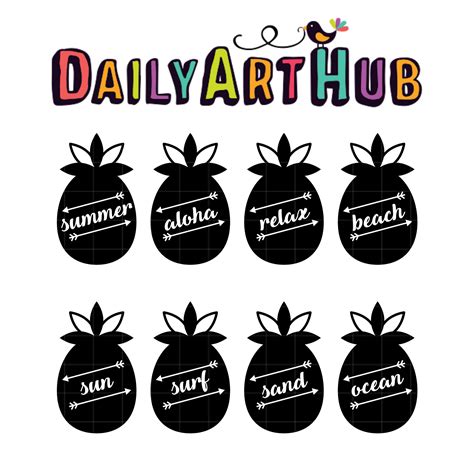 Summer Pineapples Clip Art Set – Daily Art Hub // Graphics, Alphabets & SVG
