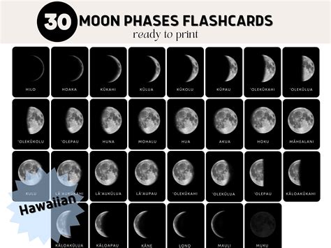 Hawaiian Moon Phases, Printable Flashcards, Hawaiian Lunar Month, Ke ...