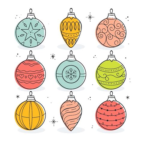 Hand drawn christmas balls set | Free Vector