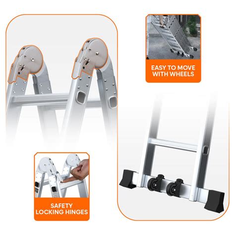 BIGAPPLE 12 Feet (12 Step) Portable & Compact Folding Aluminium Multip ...