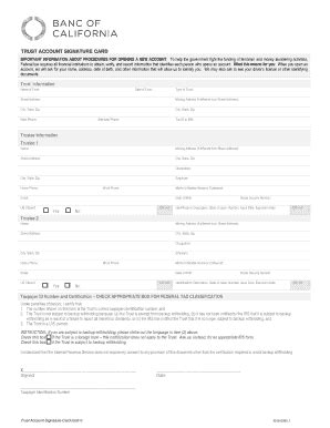 Fillable Online Trust Account Signature Card Fax Email Print - pdfFiller