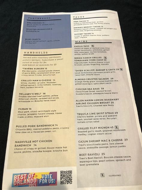 Menu at Delaney's Tavern pub & bar, Orlando