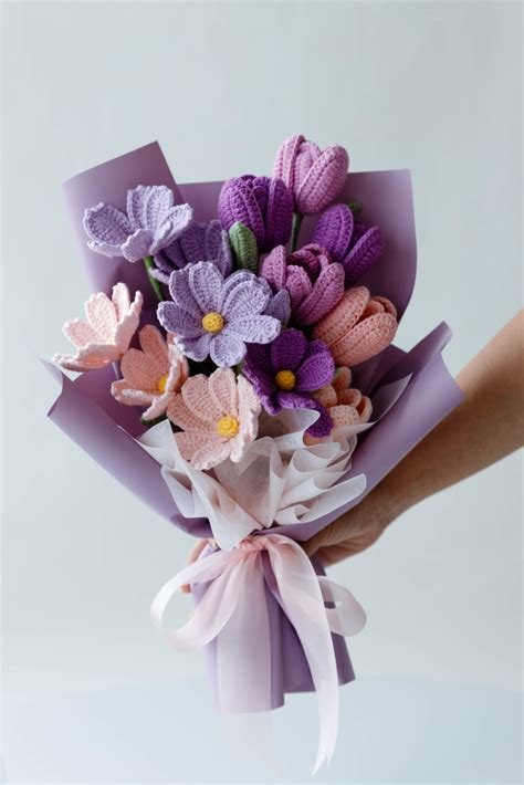 HOOKOK Bouquet - Purple Crochet Flower Bouquet - Hookok
