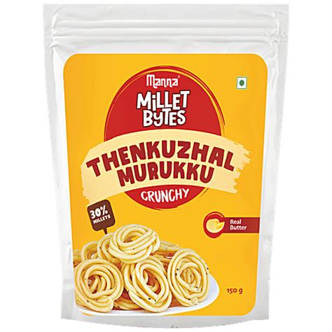 Buy Manna Millet Bytes Thenkuzhal Murukku - With Real Butter, Crunchy ...
