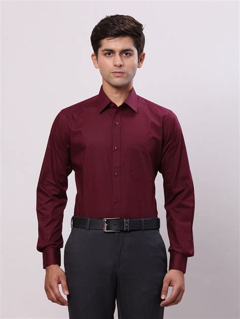 Raymond Men Maroon Slim Fit Solid Formal Shirt – MyRaymond