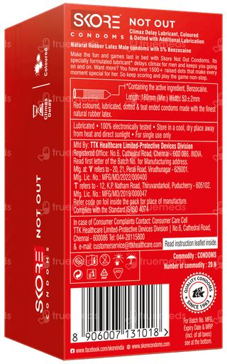 Skore Not Out Climax Delay Condom 20 - Uses, Side Effects, Dosage ...