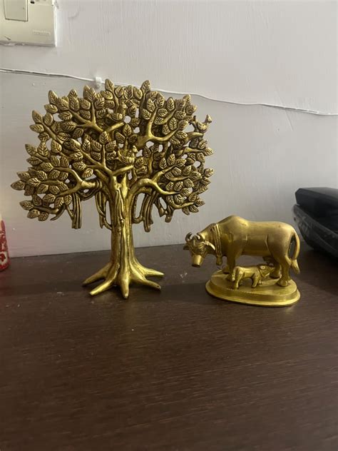 Buy Jaszz Art Pure Brass Kalpavriksha Tree Showpiece (8 inches, 800g ...