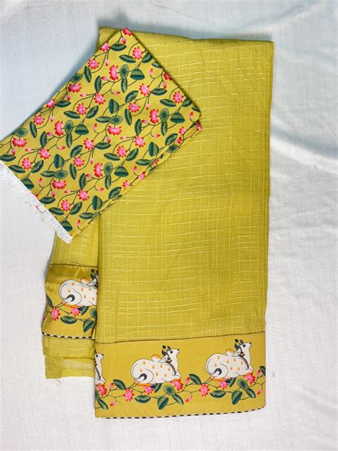 Yellow Geogrette Saree – Manya Clothing
