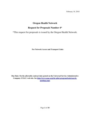 Fillable Online usac February 18, 2010 Oregon Health Network Request ...