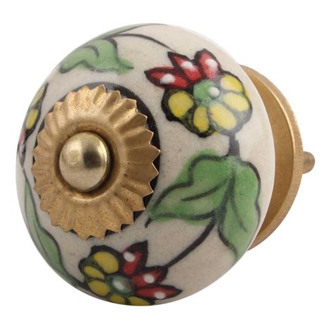 Pea Green Leaf Flower Ceramic Cabinet Knob Online