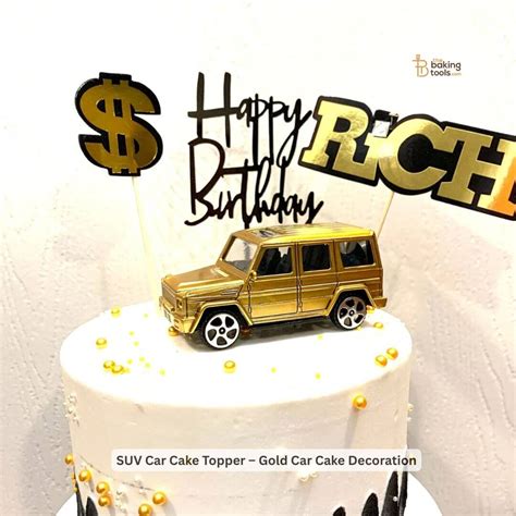 Luxury SUV Car Cake Topper | Gold Die-Car 10cm