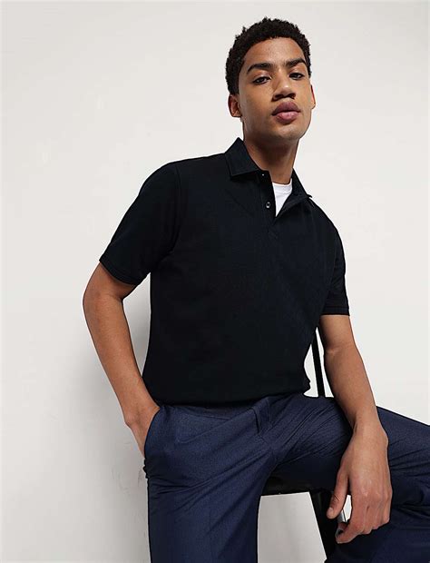 Buy Pure Cotton Textured Polo Neck T-Shirt at Marks & Spencer