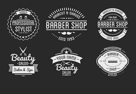 Set van vintage kapper winkel logo en beauty spa salon badges ...