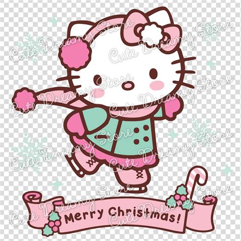 Pink Hello Kitty Ice Skating Merry Christmas Clipart SVG / PNG / EPS ...