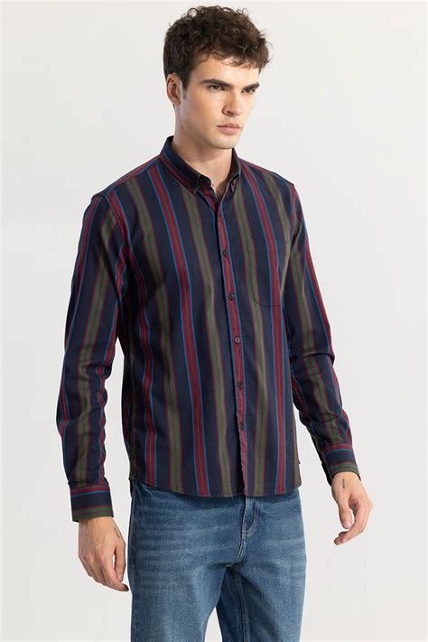 Buy Men's Dazzle Stripe Navy Shirt Online | SNITCH