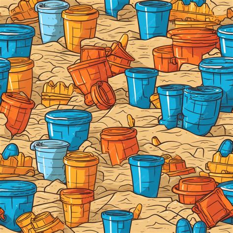 Premium AI Image | Draw a seamless pattern of sandcastles and pails on ...