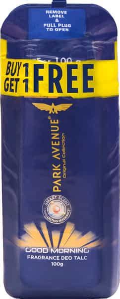 Buy PARK AVENUE DEO TALC GOOD MORNING 100G+100GM B1G1 Online & Get Upto ...