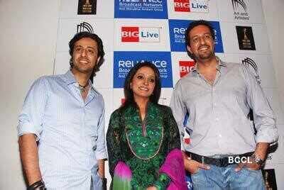 Salim Merchant and Sulaiman Merchant with Durga Jusraj during the press ...