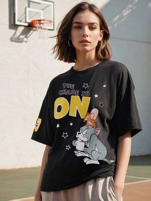 Buy Bewakoof Tom & Jerry Merchandise Womens Black Tom & Jerry Graphic ...