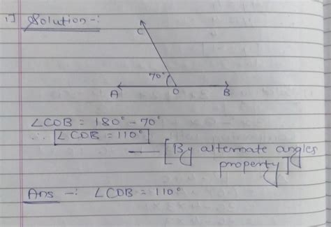 AOB is a line and ray OC stands on it.Angle AOC=70°, find Angle COB ...