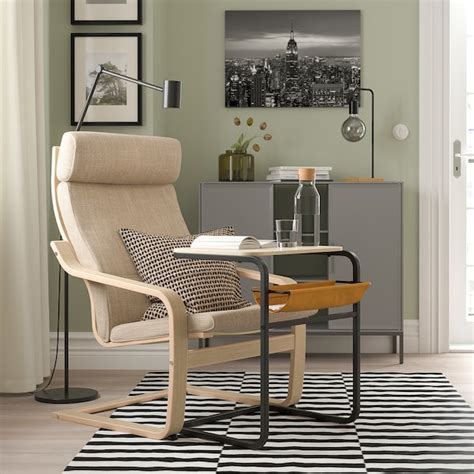 OLSERÖD side table, anthracite/birch effect dark yellow, 53x50 cm (207 ...