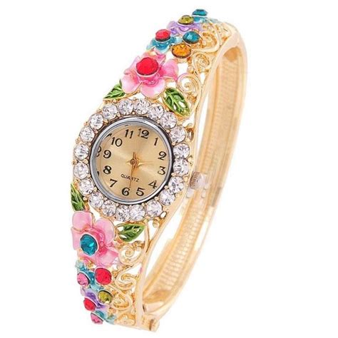 Yellow Chimes Watch Bracelet for Women Floral Design Multicolor ...