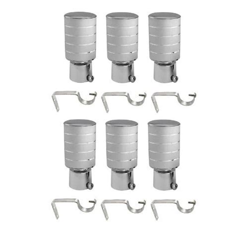 Buy Silver Rod Rail Curtain Bracket/Finials/LATTU (White) for Door ...
