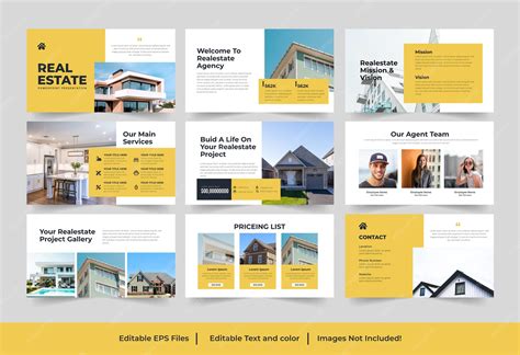 Real estate powerpoint presentation template design | Premium Vector