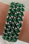 Buy Green Smocking, Diamonds Emerald Studded Cuff Bangle by PRERTO ...
