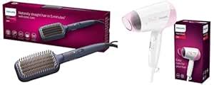 Philips Hair Straightener Brush BHH885/10 with Argan Oil Bristles, 3 ...