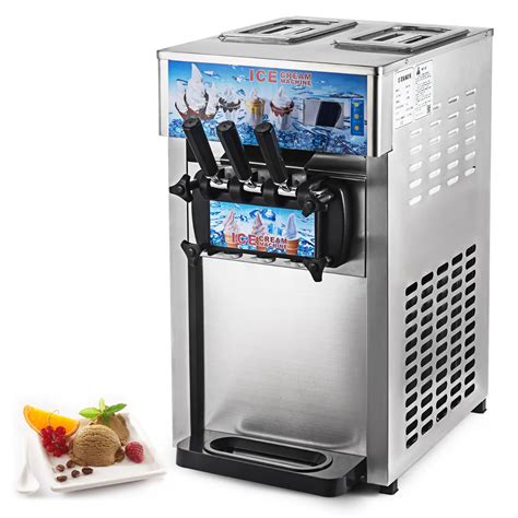 3 Flavor Soft Ice Cream Machine Stainless Steel 110v Frozen Yogurt ...