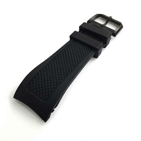 Curved End 22mm Black Silicone Rubber Strap Replacement Watch Band #4441