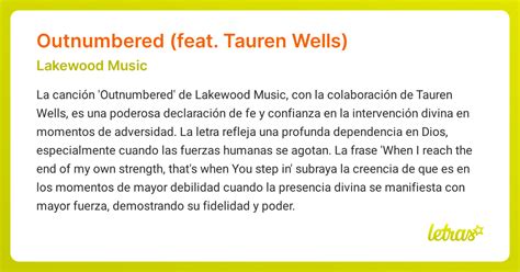 Significado de la canción Outnumbered (feat. Tauren Wells) (Lakewood ...