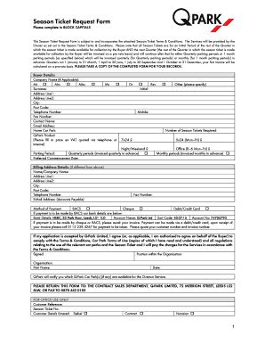 Fillable Online Season Ticket Request Form - Q-Park Fax Email Print ...