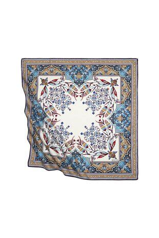 Mustard Claret Red Turkish Motif Candlestick Tulip Pattern Silky Square ...
