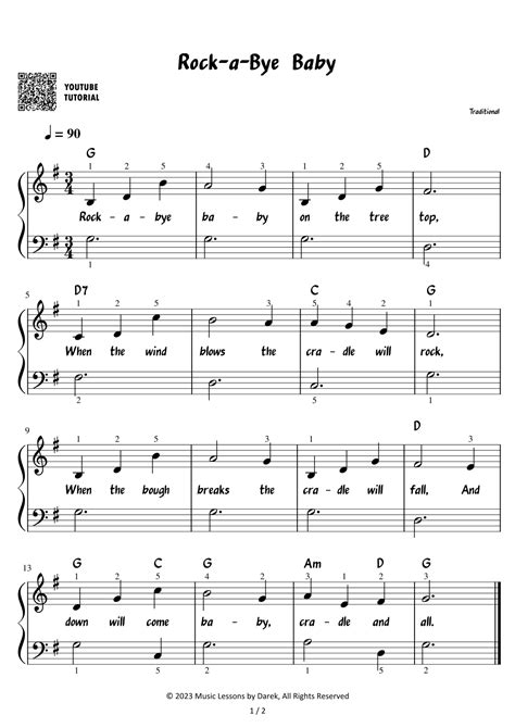 Rock-a-Bye Baby – Traditional Children Song [EASY] (arr. Darek) by ...
