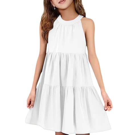 Abcomgle Cute Sundresses Dresses for Girls 10-12 Casual Halter Neck ...