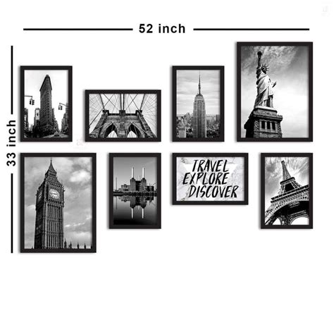 Art Street Set of 8 Travel Explore Discover Framed Painting for Room D ...