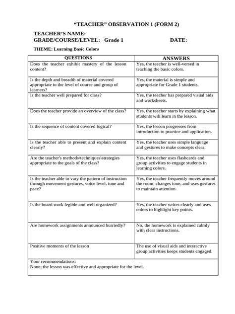 Image result for Lesson Observation Secondary