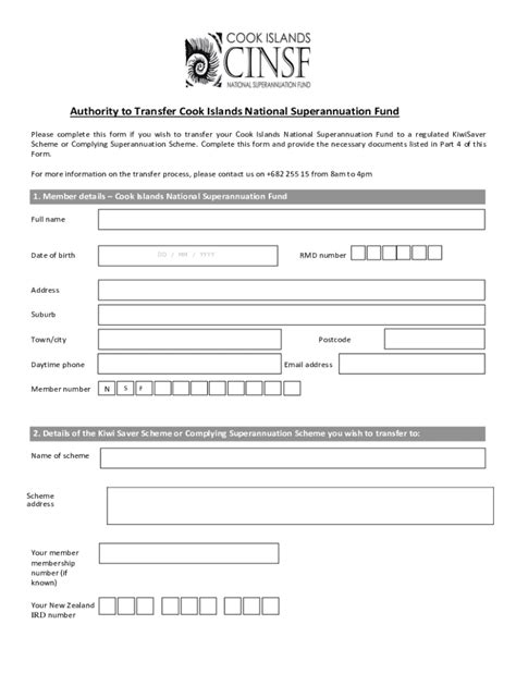 Fillable Online Authority to Transfer Cook Islands National ... Fax ...
