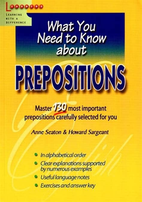 WHAT YOU NEED TO KNOW ABOUT PREPOSITONS : SEATON AND SARGEANT: Amazon ...
