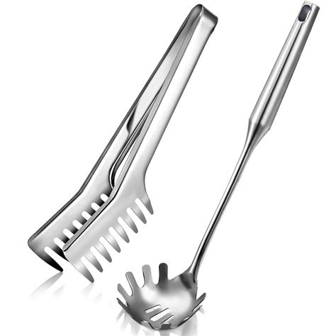 2 Pieces Stainless Steel Spaghetti Server Set, 9.4 Inch Stainless Steel ...