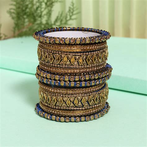 Blue Color Thread Bangle Set: 2.12 – Eindiawholesale